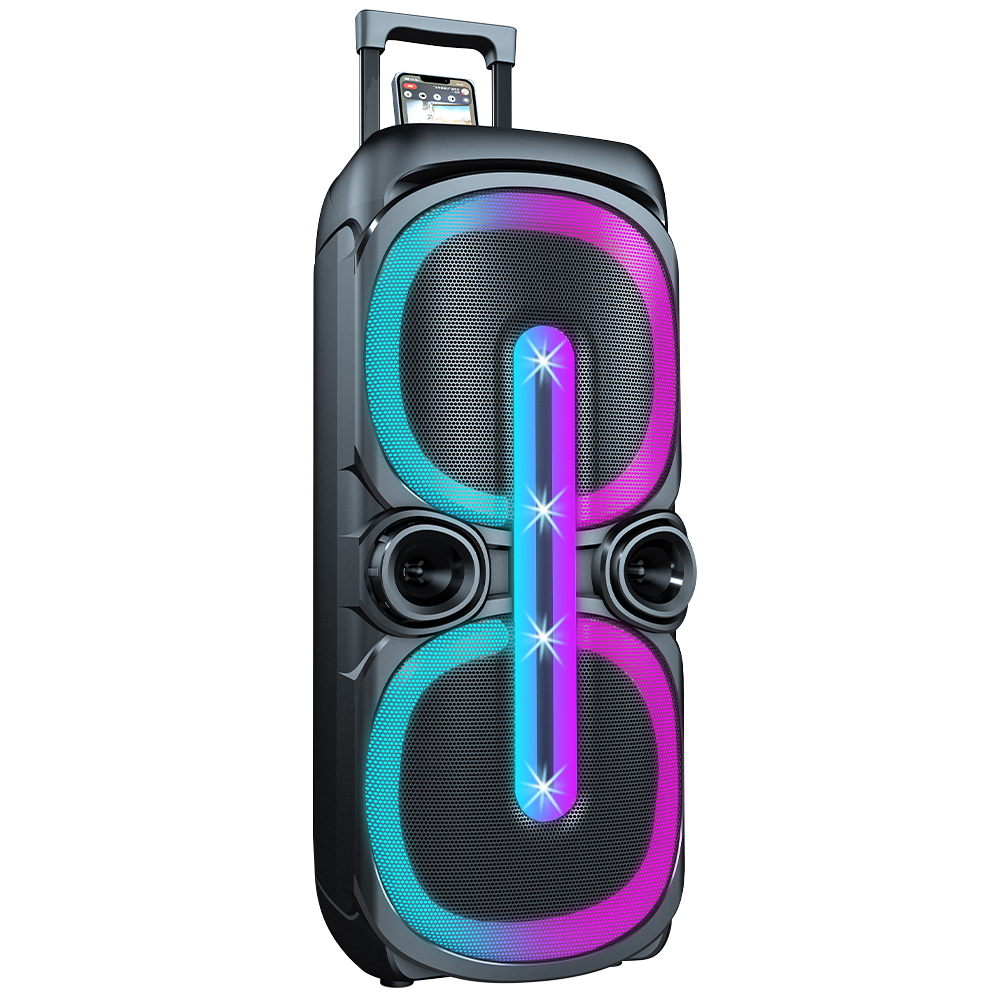 MKS-V1010 OEM/ ODM Portable Party Speaker LED Bluetooth Speaker with Trolley Guitar Input Karaoke Speaker
